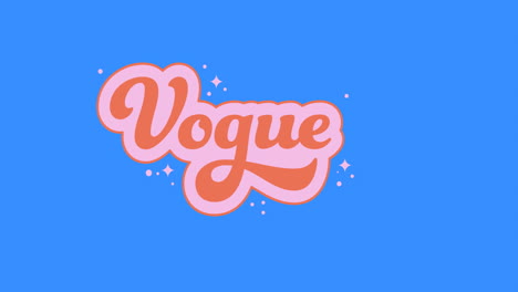 animation of vogue text make up and fashion accessories on blue background