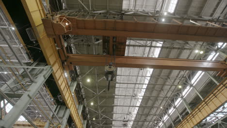 industrial factory interior with overhead crane