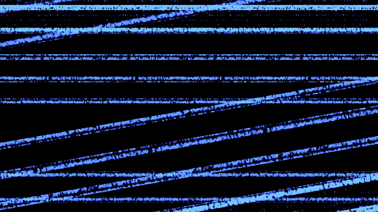 Abstract Blue Glitch Lines Flickering on Black Screen