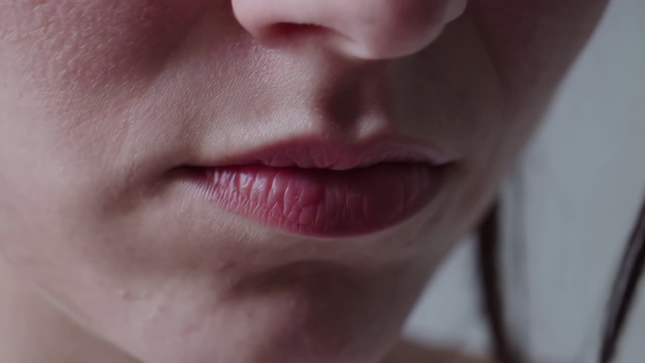primer plano de la cara y los labios de una mujer