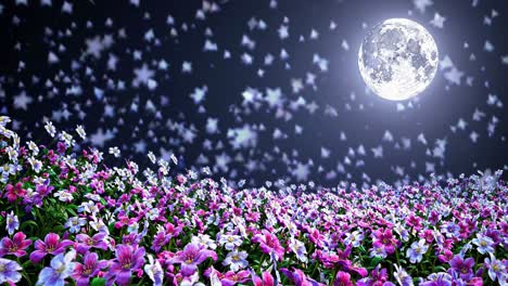 magical night garden under the full moon