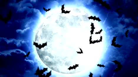 luna de halloween y murciélagos