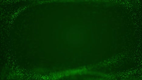 abstract green particle circle frame on black background. glowing digital particles form an evolving circular border, ideal for overlays, intros, or futuristic concepts. seamless loop