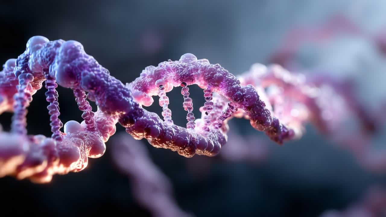 Captivating Visualization of DNA Double Helix Structure: Intricate Patterns and Molecular Details Representing Genetic Code and Biological Information