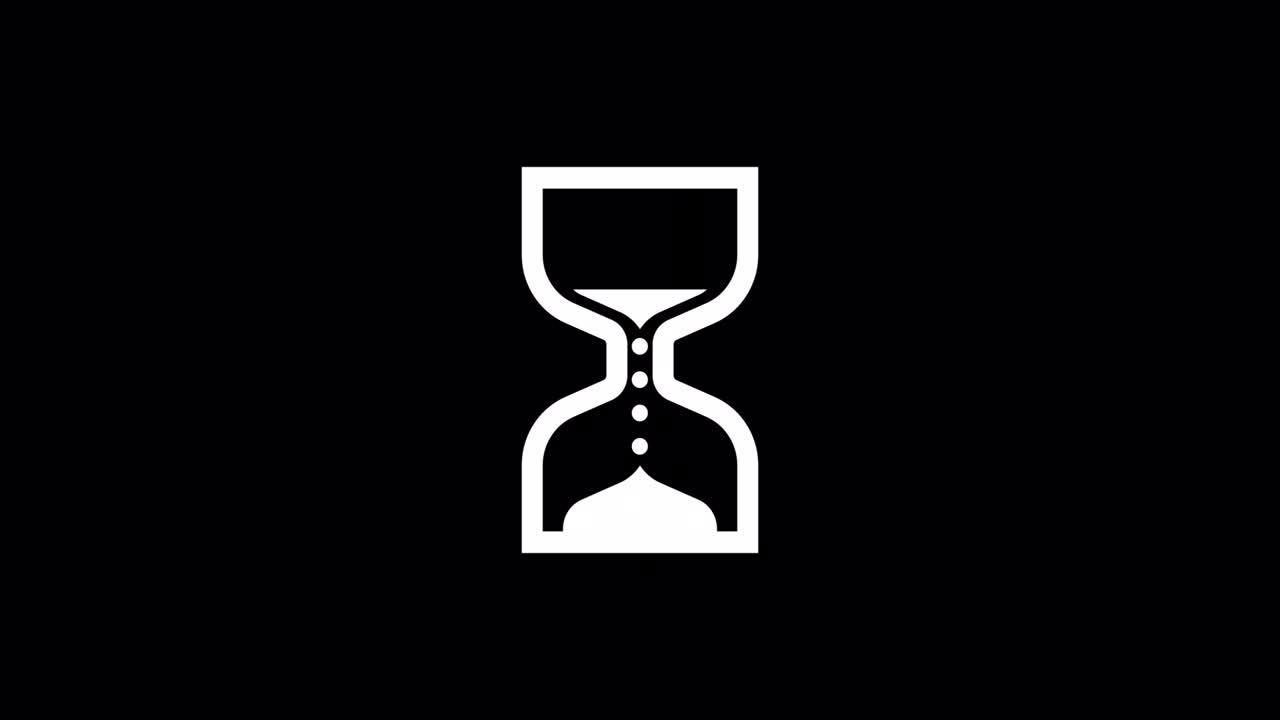 Hourglass Loading Cursor animation loop animation. Hourglass loader. 4K resolution animation on black background.