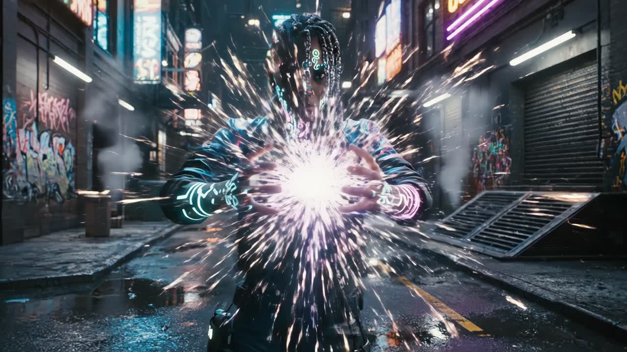 Futuristic Cyberpunk City with Digital Technology