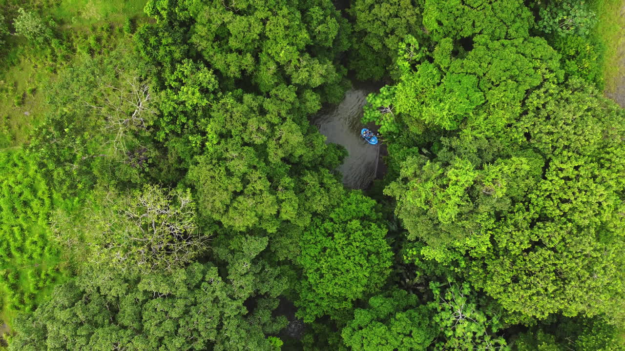 paisaje aéreo bosque natural verde y río en costa rica américa central