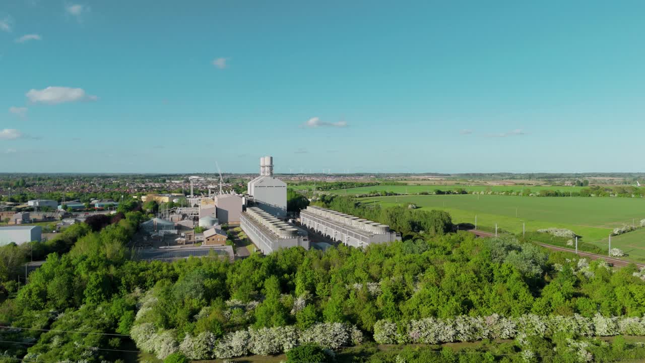 UK Electricity Generation Facility Seen from Above – 4K Drone Video