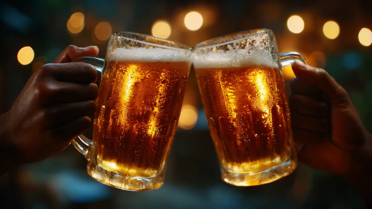 Due birre che si incrociano in segno di festa