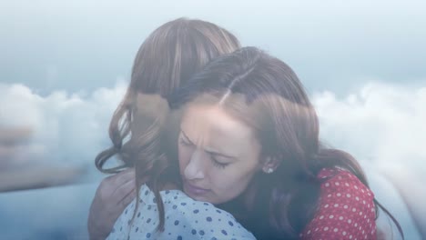 animación digital de una mujer abrazando a su hija 4k
