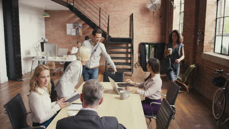 Steadicam-shot-in-of-diverse-business-team-meeting