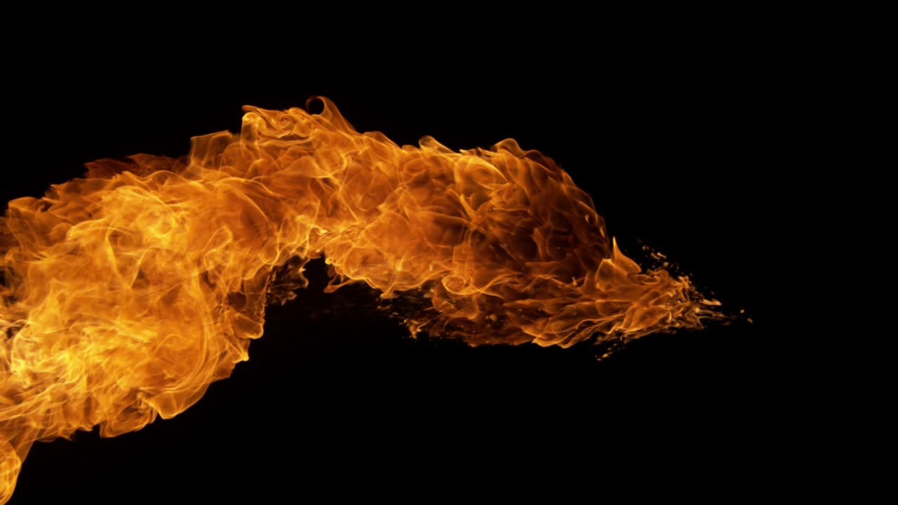 llamas que se mueven horizontalmente en cámara súper lenta, filmadas con la cámara phantom flex 4k.