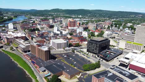 binghamton, new york, downtown, aerial drone