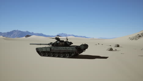 military tank in desert landscape