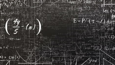 animación de ecuaciones y fórmulas matemáticas en el fondo de la pizarra en la escuela