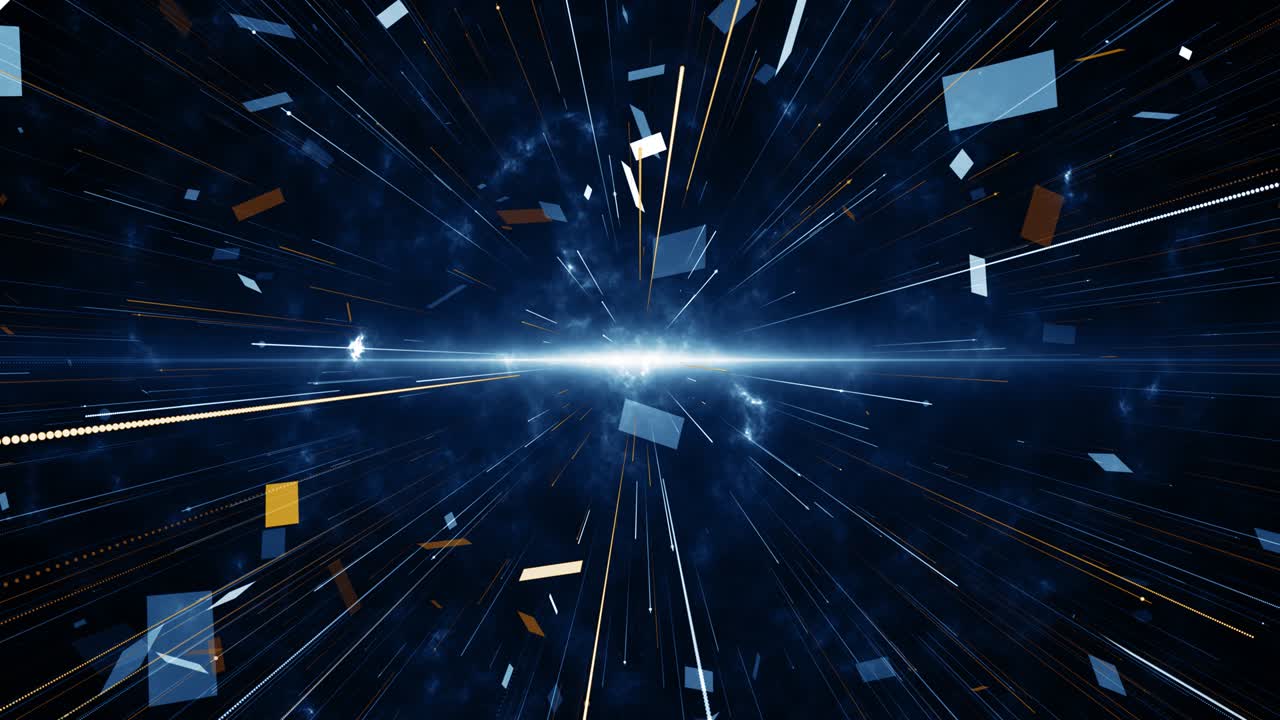 Particles blue orange event game trailer titles cinematic concert stage background loop