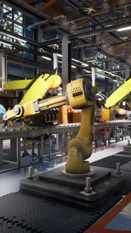 close-up of a robotic arm on an assembly line in a factory