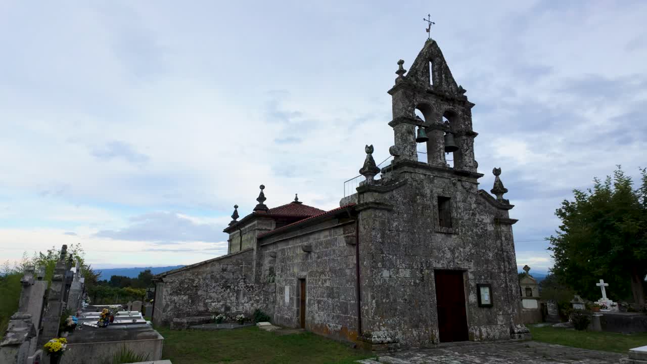 Old Stone Church and Cemetery in Rural Spain