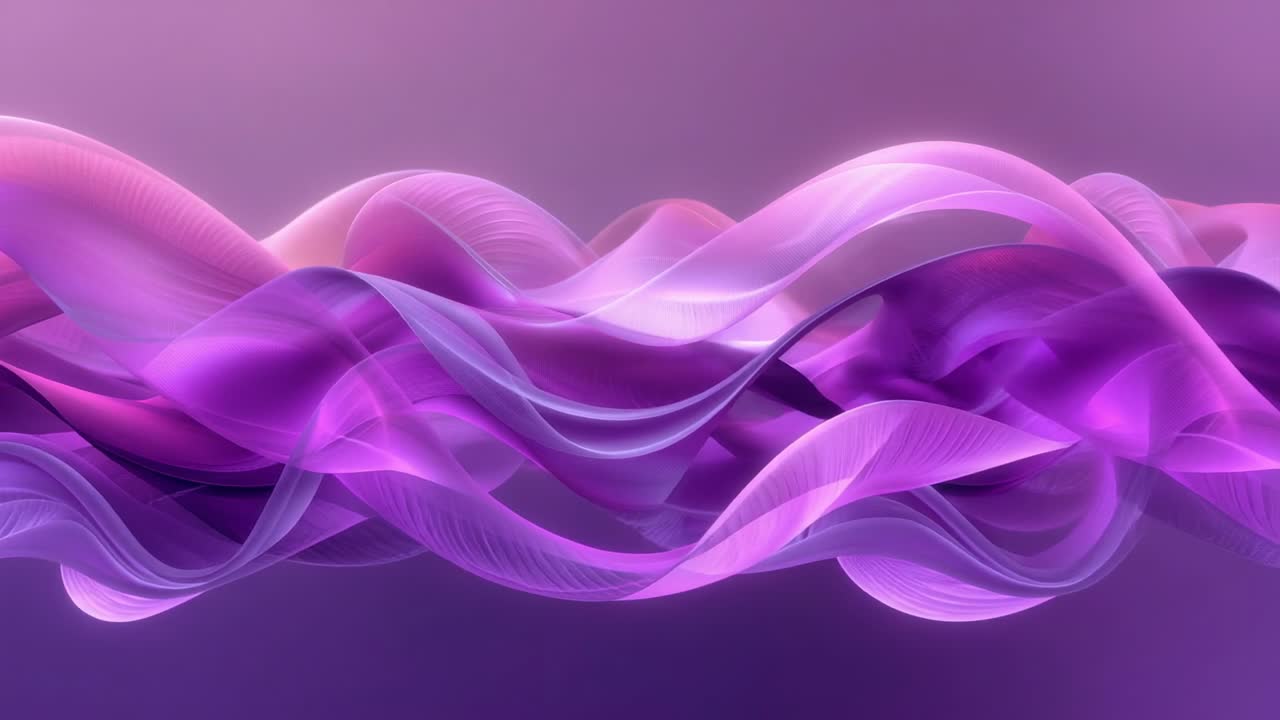Starting animation shifting purple-pink ribbon waves weaving and waving in backdrop, forming loop