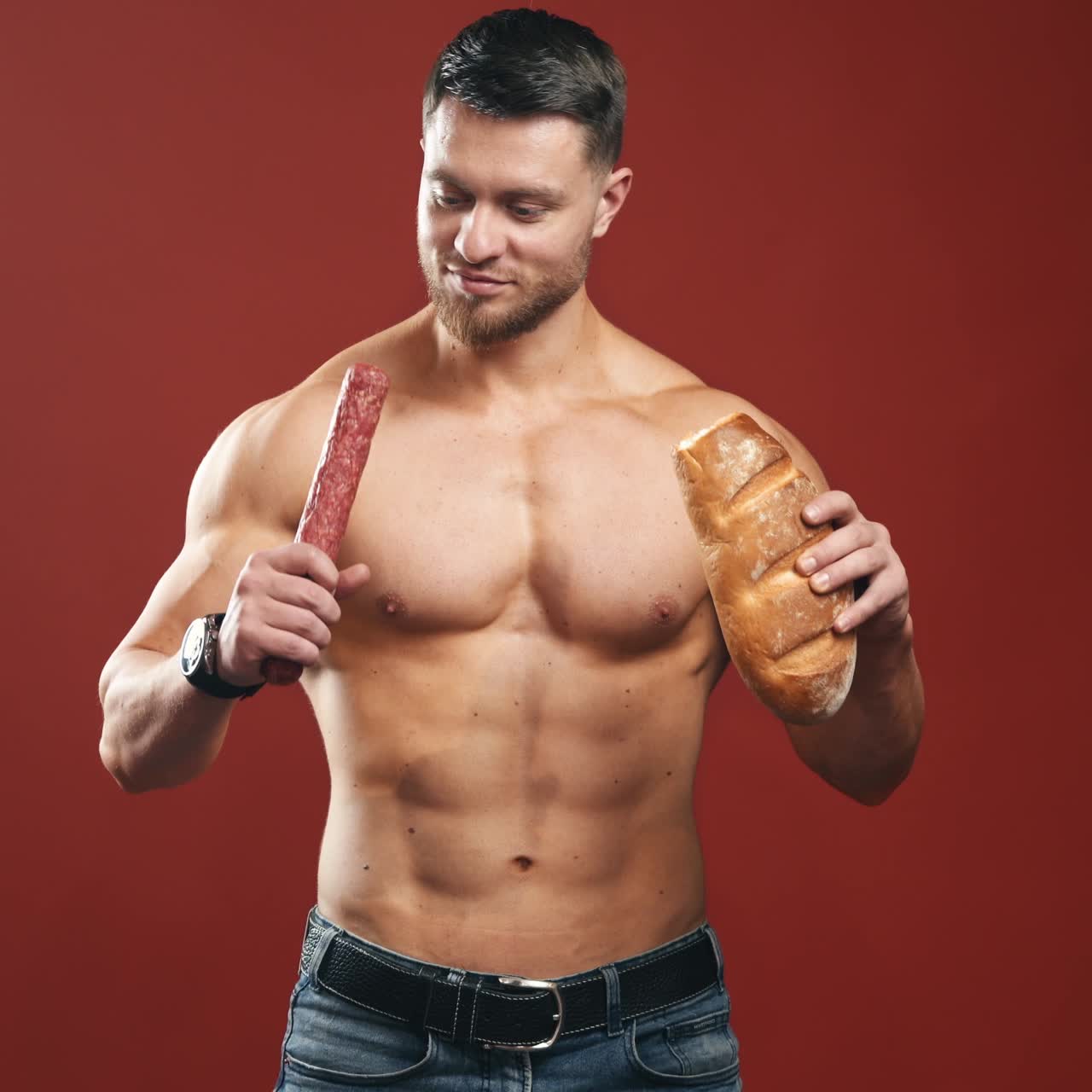 Muscled male model in studio