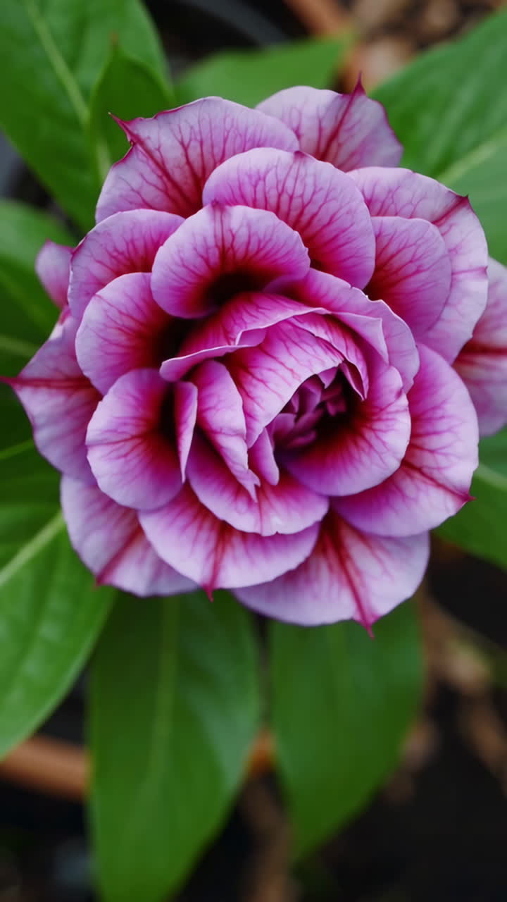 Primo piano di un fiore vivace rosa e viola