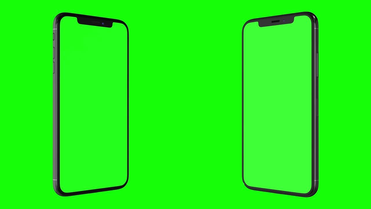 녹색 화면을 가진 고립된 스마트 폰