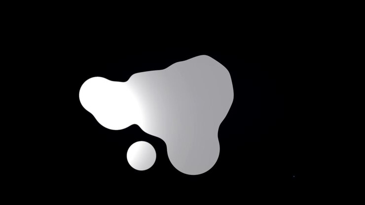Goccia di argento liquido astratto che si trasforma su sfondo nero