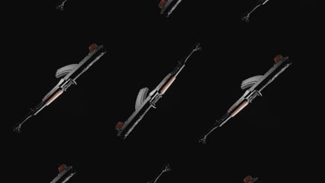 machineguns on the dark background rotate in slowmotion