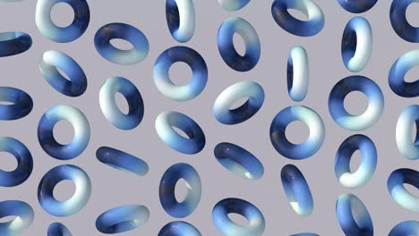white and blue glossy ring rotating. abstract animation, 3d render.