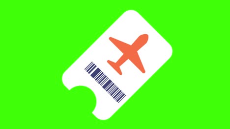 colorful simple animation of a boarding pass icon isolated on a green screen in 4k