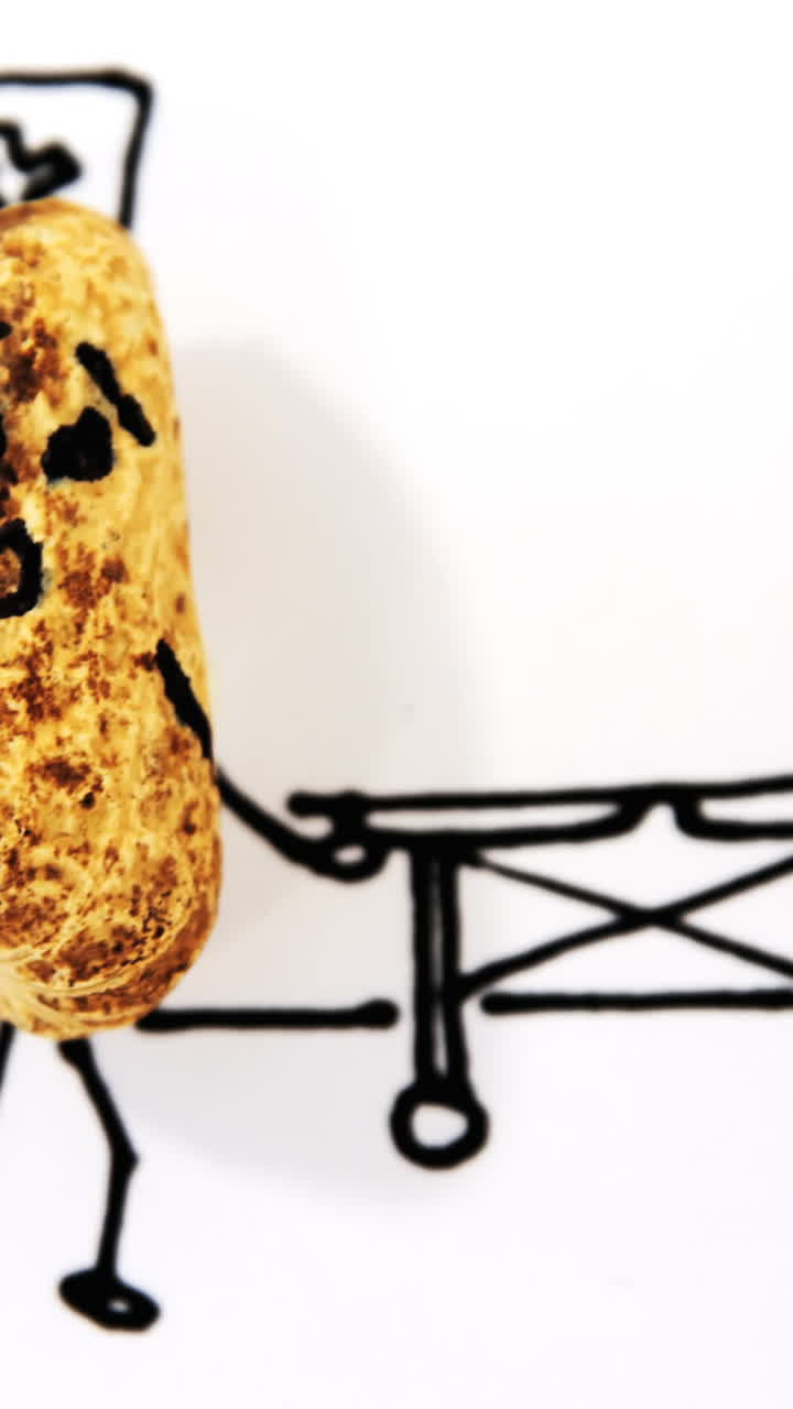 부상당한 에게 의료 지원을 제공하는 땅콩 동상