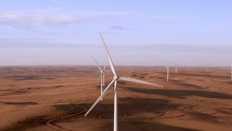 Aerial-shots-of-a-wind-farm-near-Calhan-in-Colorado-around-sunset