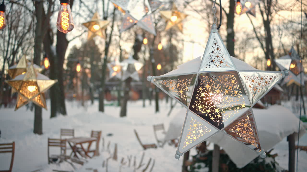 Christmas decorations with stars and orange light