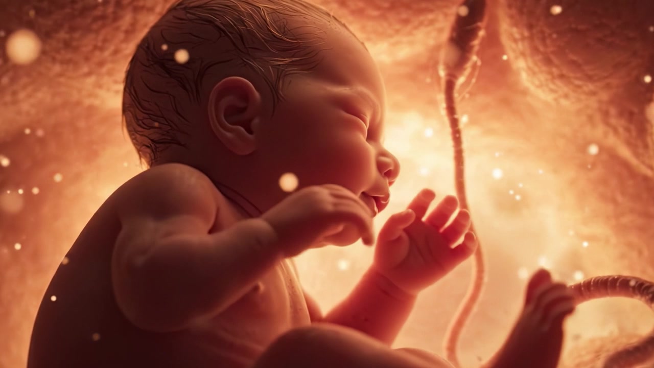 A Serene Glimpse into the Womb: Captivating Frames of a Developing Fetus in the Amniotic Environment, Capturing the Essence of Life Before Birth