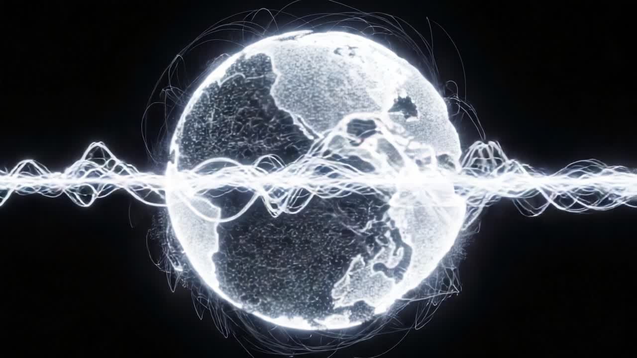 A Stunning Visualization of Earth's Global Connectivity and Energy Waves, Depicting the Intricate Patterns of Electromagnetic Interactions Surrounding Our Planet
