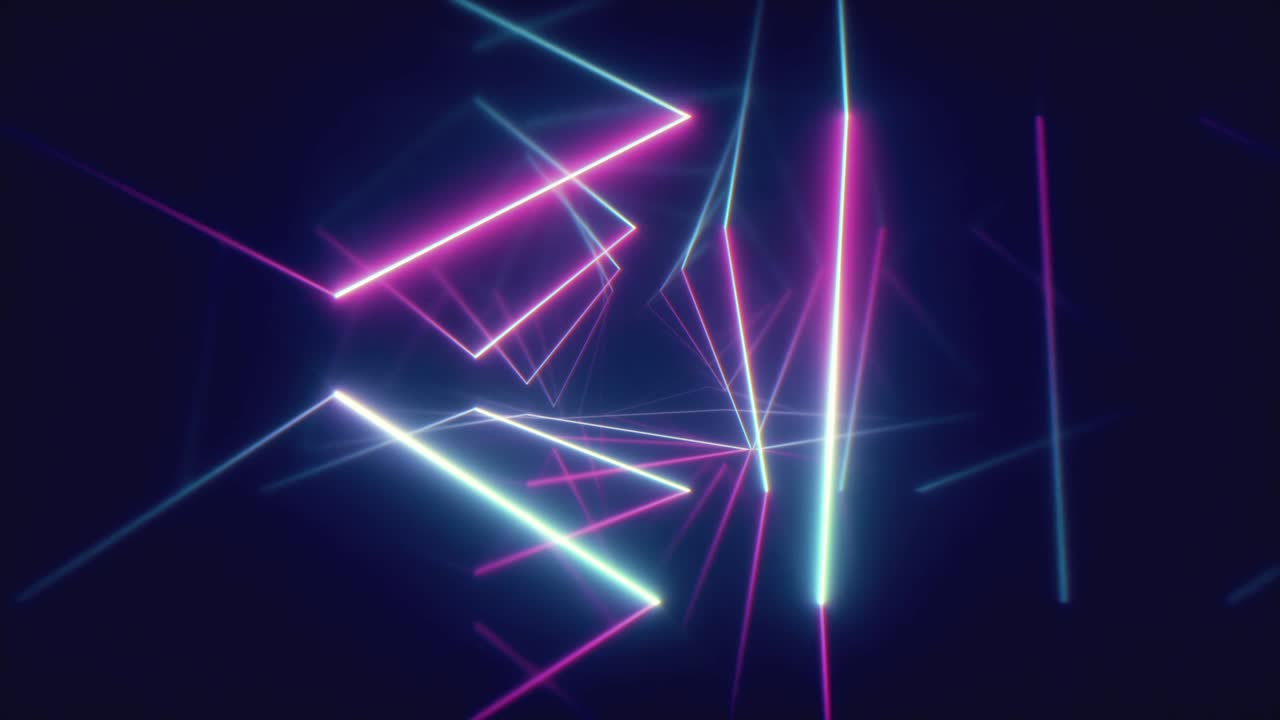 volo astratto in corridoio futuristico con triangoli