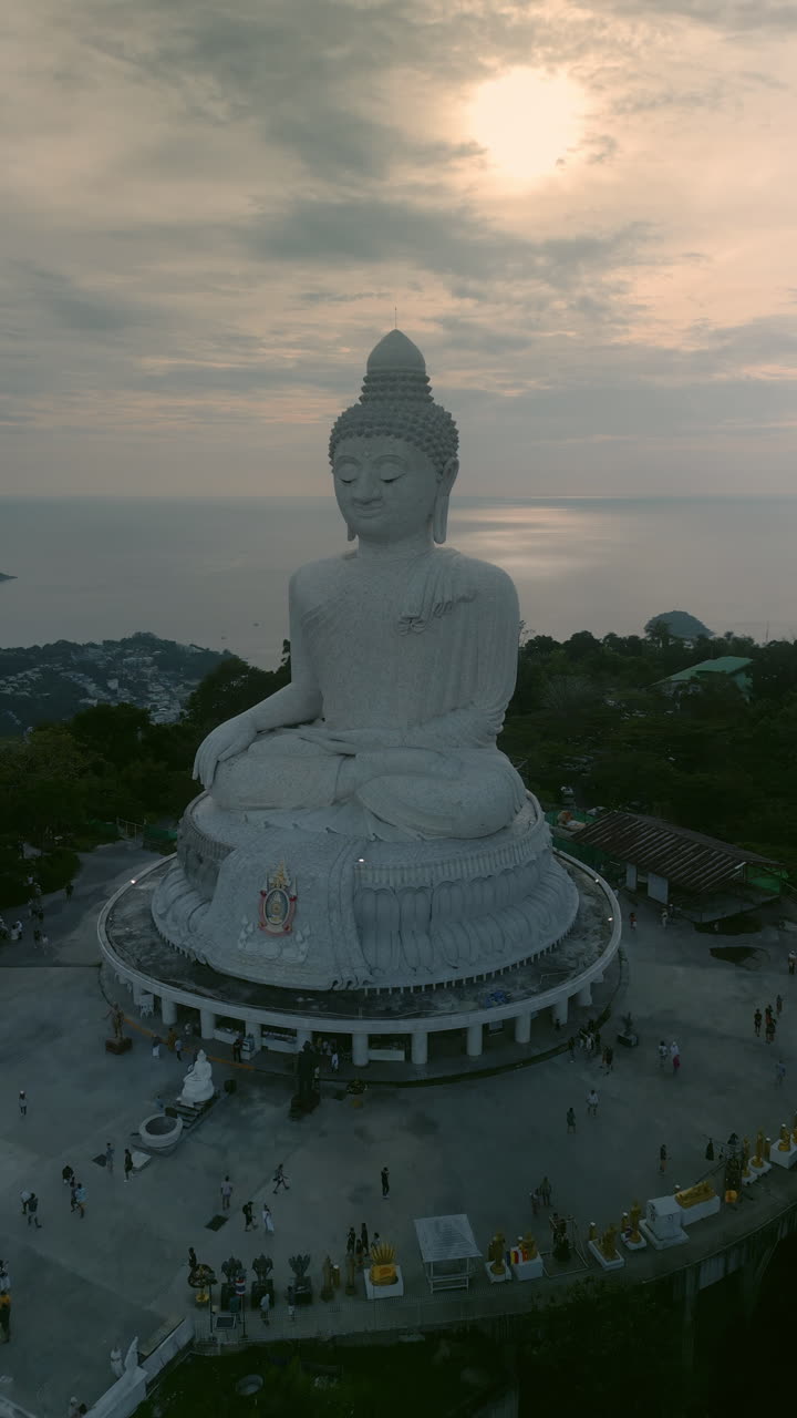 Giant Buddha Statue in Phuket at Sunset