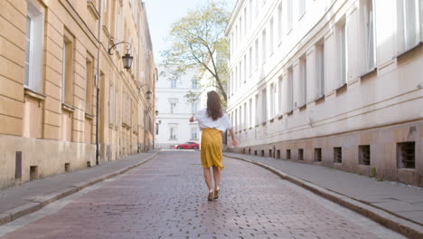 Beautiful-Woman-Dancing-Latin-Dance-Alone-In-The-Old-Town-Street-4