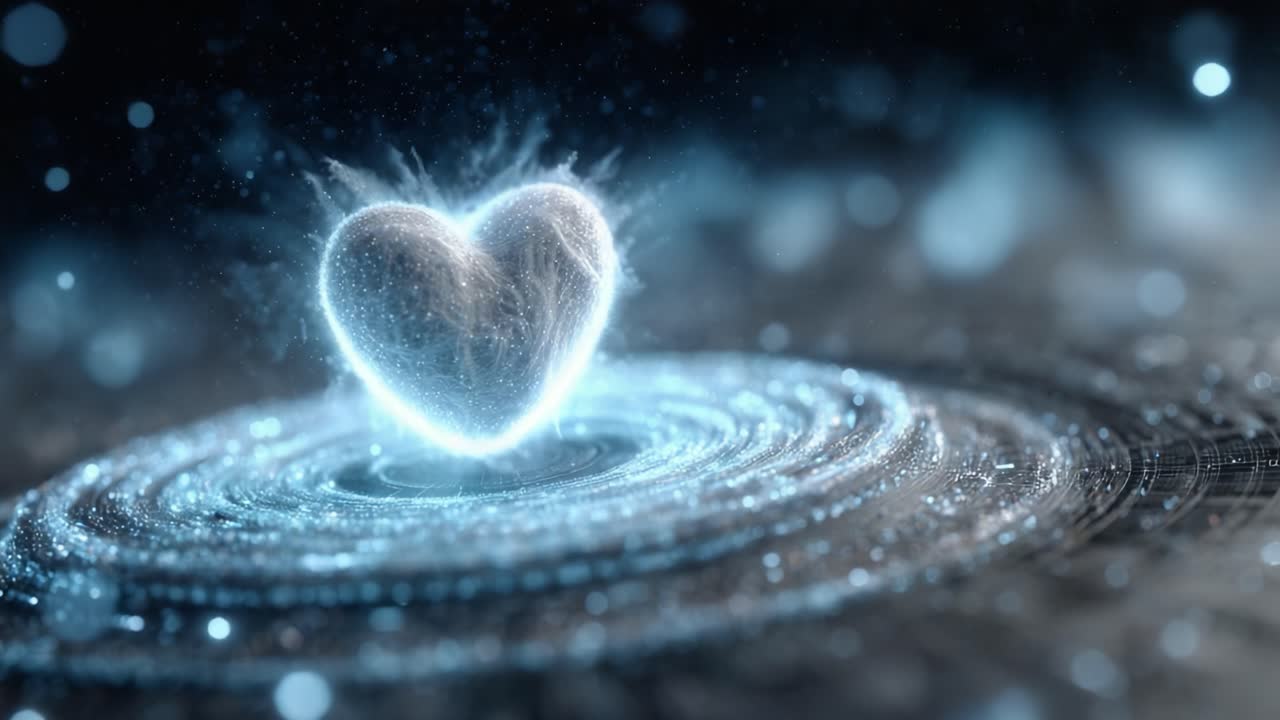 A Stunning Visualization of a Heart Pulsating in a Cosmic Swirl, Emphasizing Love's Universal Power Through Stunning Light and Energy Effects