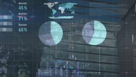 animación del procesamiento de datos financieros en el sitio de construcción