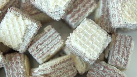 close-up of chocolate wafers