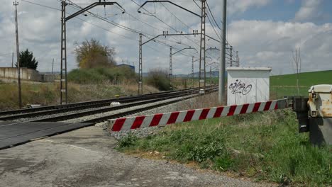 the barrier of a train level crossing