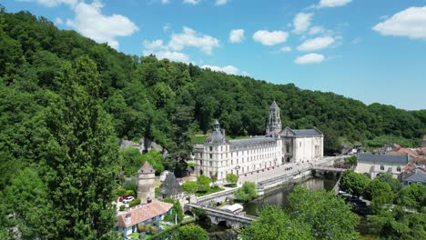 brantome abbey dordogne france drone,aerial