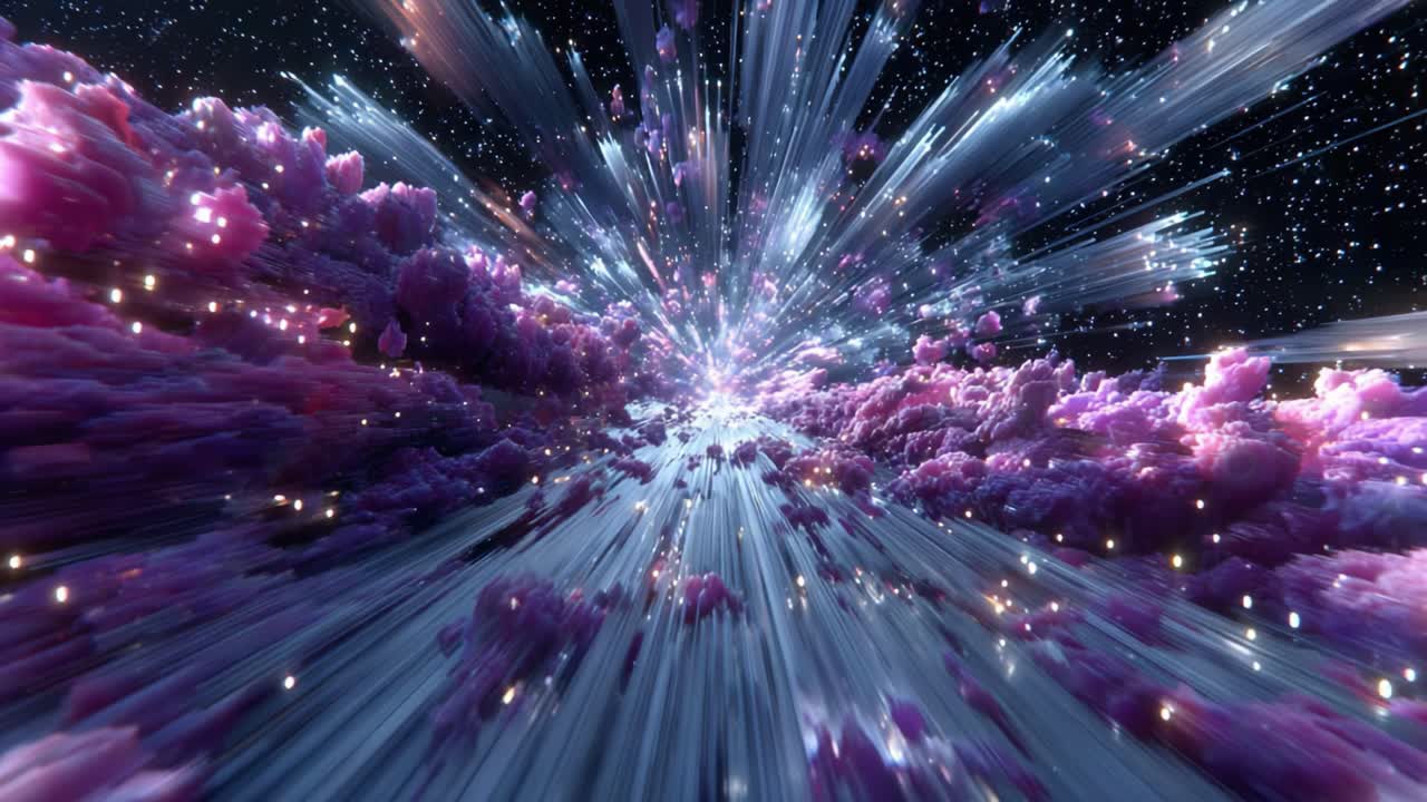 A Stunning Journey Through Hyperspace: Witness an Explosive Visual Spectrum of Ethereal Colors and Celestial Patterns in a Vivid Cosmic Environment