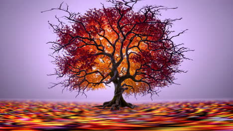 vibrant autumn tree with glowing foliage