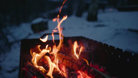 close-up: slow motion of fire line isolated on black background