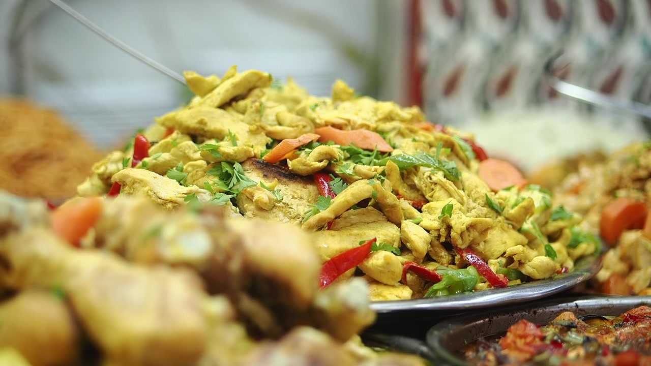 Delicious Cooked Chicken and Vegetable Platter with Herbs