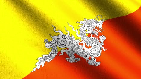 seamless loop 4k vdo. national flag of bhutan. 3d rendering illustration of waving sign symbol.