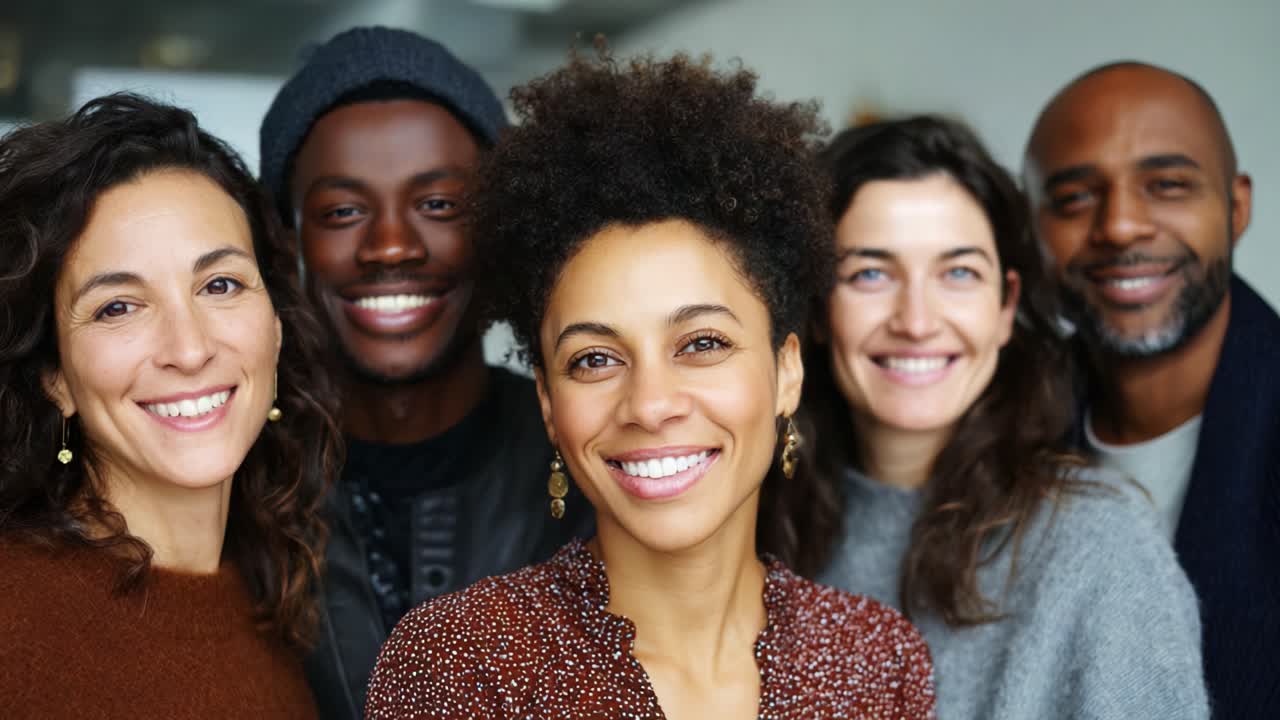 Uma reunião alegre que demonstra diversidade e conexão entre amigos, capturando sorrisos e camaradagem em uma atmosfera vibrante e envolvente