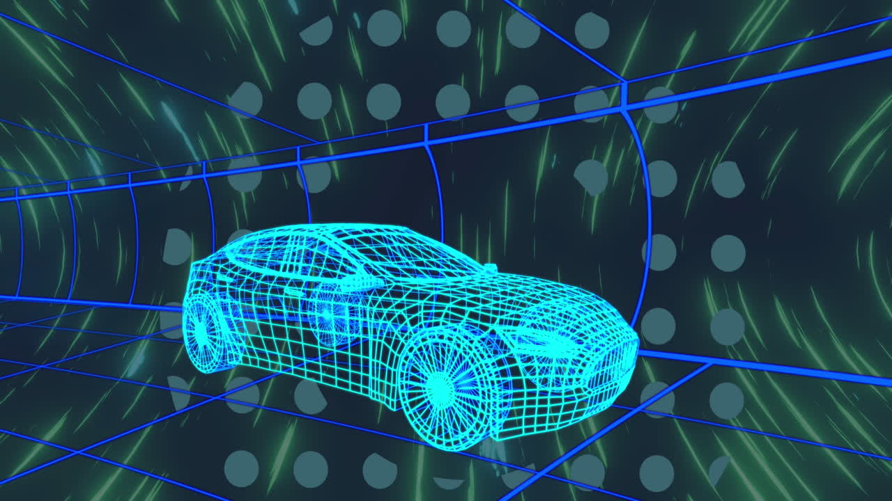 animación de un modelo de coche 3d y procesamiento de datos a través de la cuadrícula